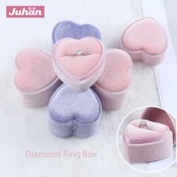 Heart Shaped Creative Velvet Ring Box Jewelry Packaging and Storage Box Diamond Ring Box for Propose Marriage and Wedding