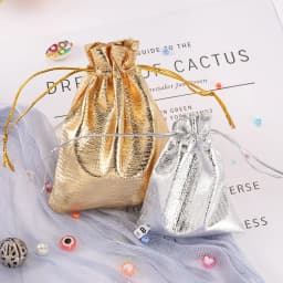 50pcs/lot 7x9cm 9x12cm Adjustable Jewelry Packing Fabric Bag Silver/Gold Colors Drawstring Wedding Storage Pouches
