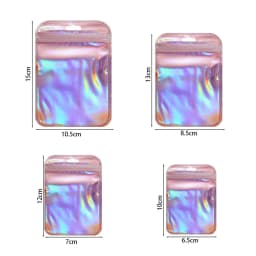 50pcs Iridescent Self Sealing Bags Colorful Laser Iridescent Resealable Ziplock Plastic Bag for Jewelry Storage Display
