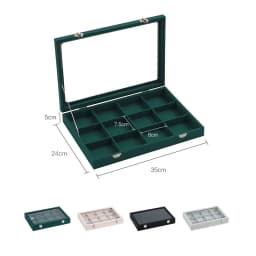 Ice Velvet Clear Lid 12 Grid Jewelry Organizer Box Tray Display Case Storage Bracelets Rings Earrings