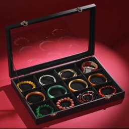 Ice Velvet Clear Lid 12 Grid Jewelry Organizer Box Tray Display Case Storage Bracelets Rings Earrings