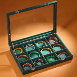 Ice Velvet Clear Lid 12 Grid Jewelry Organizer Box Tray Display Case Storage Bracelets Rings Earrings