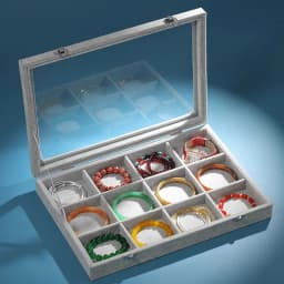 Ice Velvet Clear Lid 12 Grid Jewelry Organizer Box Tray Display Case Storage Bracelets Rings Earrings