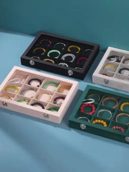 Ice Velvet Clear Lid 12 Grid Jewelry Organizer Box Tray Display Case Storage Bracelets Rings Earrings