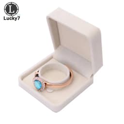 Beige Velvet Jewelry Display Case Luxury Wedding Ring Earrings Necklace Bracelet Storage Organizer Gift Set Box