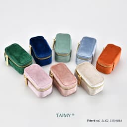 TAIMY Personalise Mini Velvet Jewelry Box Custom Logo Kawaii Girls Ring Earrings Tiny Jewelry Storage Box Jewellery Organizer