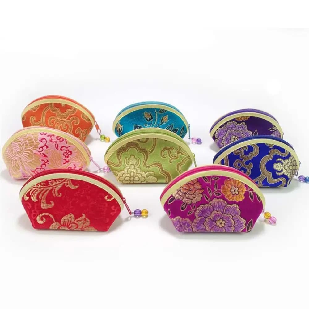 Chinese Style Purse Pouch Zip Women Jewelry Storage Bag Multi-color Embroidery Cloth Jewelry Pouch Jewelry Container