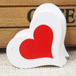 200pcs New Design Kraft/White Handmade Tag, Paper vintage Red Heart Handmade Gift Tag Products Swing Handmade with Love Hang Tag
