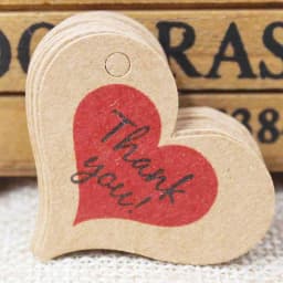 200pcs New Design Kraft/White Handmade Tag, Paper vintage Red Heart Handmade Gift Tag Products Swing Handmade with Love Hang Tag