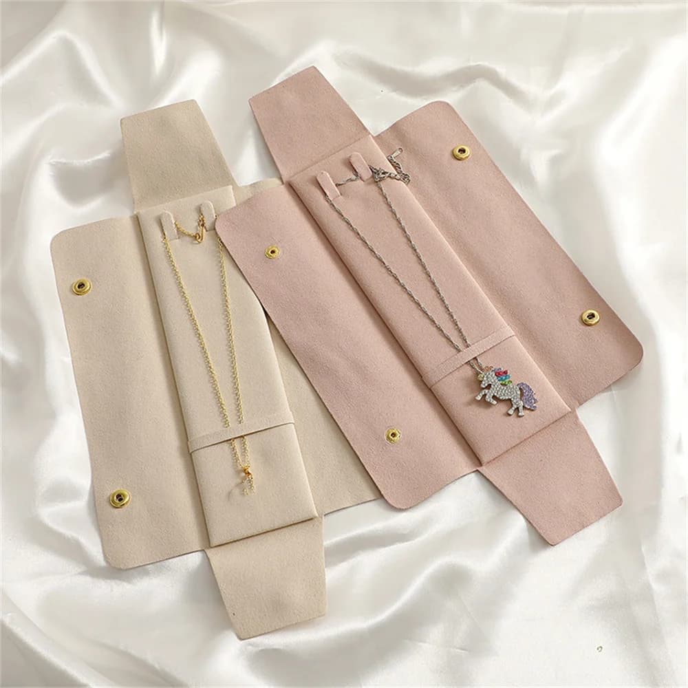 New Microfiber Necklace Storage Bag Bracelet Pouch Portable Jewelry Organizer Bags Women Multi-Functional Snap Pouch