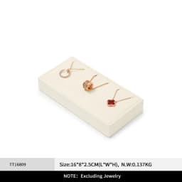 WoodTen Beige Jewelry Display Stand Microfiber Retail Jewelry Stand for Earring Necklace Watch Ring Counter Jewelry Display Prop