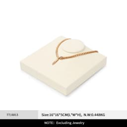 WoodTen Beige Jewelry Display Stand Microfiber Retail Jewelry Stand for Earring Necklace Watch Ring Counter Jewelry Display Prop