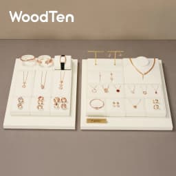 WoodTen Beige Jewelry Display Stand Microfiber Retail Jewelry Stand for Earring Necklace Watch Ring Counter Jewelry Display Prop