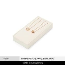 WoodTen Beige Jewelry Display Stand Microfiber Retail Jewelry Stand for Earring Necklace Watch Ring Counter Jewelry Display Prop