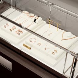 WoodTen Beige Jewelry Display Stand Microfiber Retail Jewelry Stand for Earring Necklace Watch Ring Counter Jewelry Display Prop