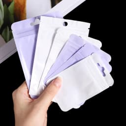 50pcs Resealable Plastic Bags Transparent Purple color Zip Lock Bags for DIY Anti-oxidation Jewelry Display Wrap Packaging Bag