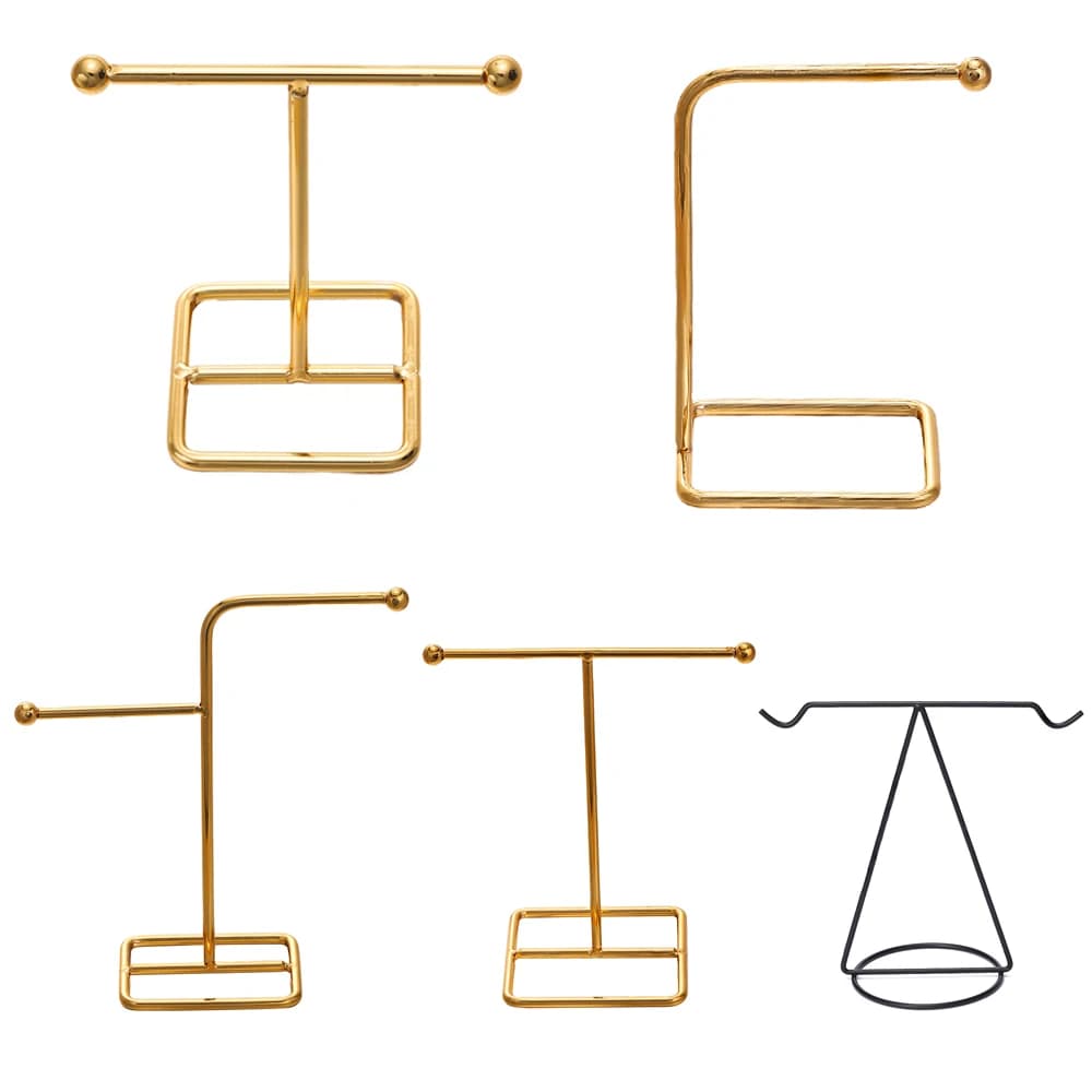 Metal Gold T-shaped Earrings Ring Necklace Watch Jewelry Shelf Jewelry Stand Counter Pendant Jewelry Organizer Display Stand