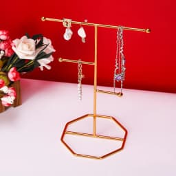Metal Gold T-shaped Earrings Ring Necklace Watch Jewelry Shelf Jewelry Stand Counter Pendant Jewelry Organizer Display Stand