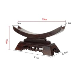 Sandalwood Carved Ivory Bracket Ox Horn Tray Wood Sword Display Katana Stand Holder Crescent Collectible Exhibition Wooden Stand