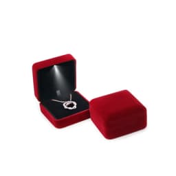 Luxury Wine Red Velvet LED Jewellery Box Wedding Ring Pendant Earring Jewelry Display Packaging Cases Support Custom Logo