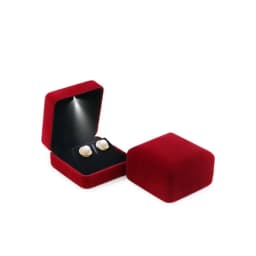 Luxury Wine Red Velvet LED Jewellery Box Wedding Ring Pendant Earring Jewelry Display Packaging Cases Support Custom Logo