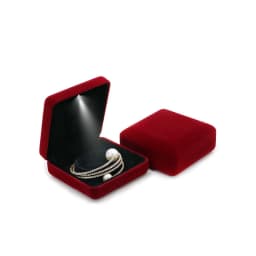 Luxury Wine Red Velvet LED Jewellery Box Wedding Ring Pendant Earring Jewelry Display Packaging Cases Support Custom Logo