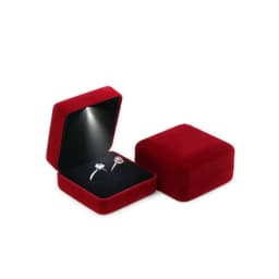 Luxury Wine Red Velvet LED Jewellery Box Wedding Ring Pendant Earring Jewelry Display Packaging Cases Support Custom Logo