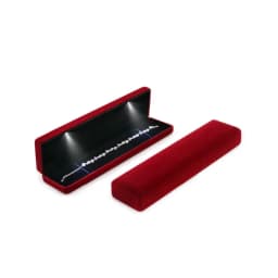 Luxury Wine Red Velvet LED Jewellery Box Wedding Ring Pendant Earring Jewelry Display Packaging Cases Support Custom Logo