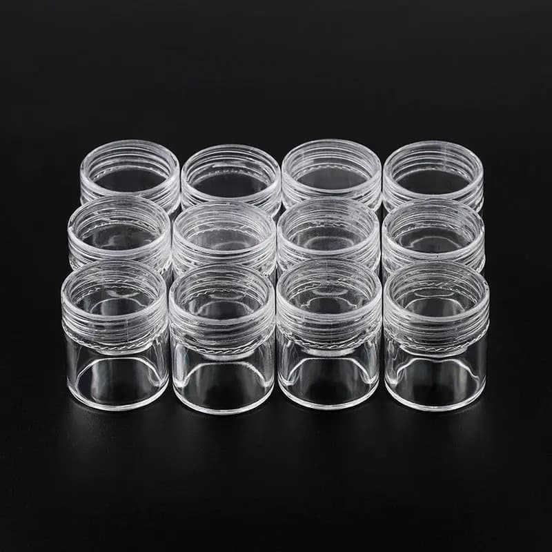 12pcs/lot Plastic Round Jewelry Box Compartment Transparent Container Earring Box Jewelry Box Case for Jewelry Display & Packagi