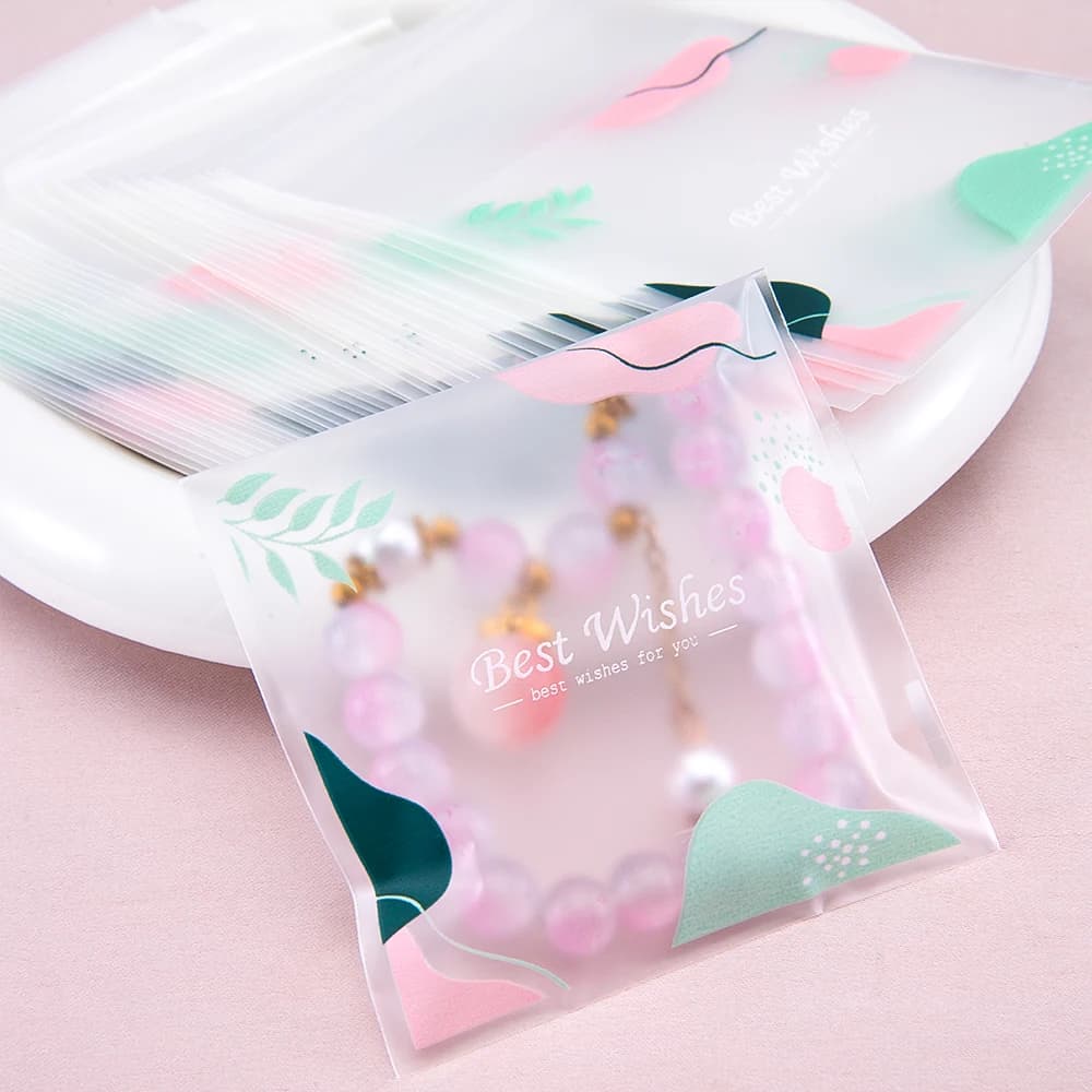 50pcs Small Fresh Morandi Color Opp Self-adhesive Bag Jewelry Universal Display Packaging Bag