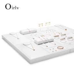 Oirlv Leather Jewelry Display Set Shop Cabinet Display Props Necklace Display Bust Jewelry Store Ring Earrings Bangle Tray