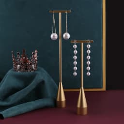 Gold Metal Hand Ring Holder Finger Jewelry Tower Earring T Bar Shelf Hanging Display Stand Ear Studs Storage Organizer Hole Rack