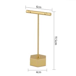 Gold Metal Hand Ring Holder Finger Jewelry Tower Earring T Bar Shelf Hanging Display Stand Ear Studs Storage Organizer Hole Rack