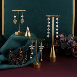 Gold Metal Hand Ring Holder Finger Jewelry Tower Earring T Bar Shelf Hanging Display Stand Ear Studs Storage Organizer Hole Rack