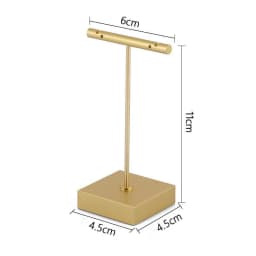 Gold Metal Hand Ring Holder Finger Jewelry Tower Earring T Bar Shelf Hanging Display Stand Ear Studs Storage Organizer Hole Rack