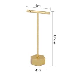 Gold Metal Hand Ring Holder Finger Jewelry Tower Earring T Bar Shelf Hanging Display Stand Ear Studs Storage Organizer Hole Rack