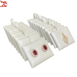 10 Pcs Earring Pendant White High Grade Brushed Leather Puff Card Jewelry Case Display Pads 5X4Cm 2" X 1 1/2"