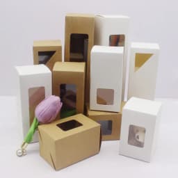 10pcs 5cm Series Size Rectangular Gifts Window Packaging Boxes 5x5x8/10/12/15/20cm Paper Box White Home Party Supplies Box