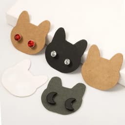 50pcs Cat Earrings Display Cards 3.5x3.6cm Paper Cards for DIY Jewelry Ear Studs Cardboards Price Tags Accessories
