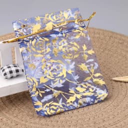 50pcs/lot Jewelry Bag Organza Gift Bag Hot Gold Color Rose Print Gifts Pouches Wedding Christmas Party Candy Jewelry Packing