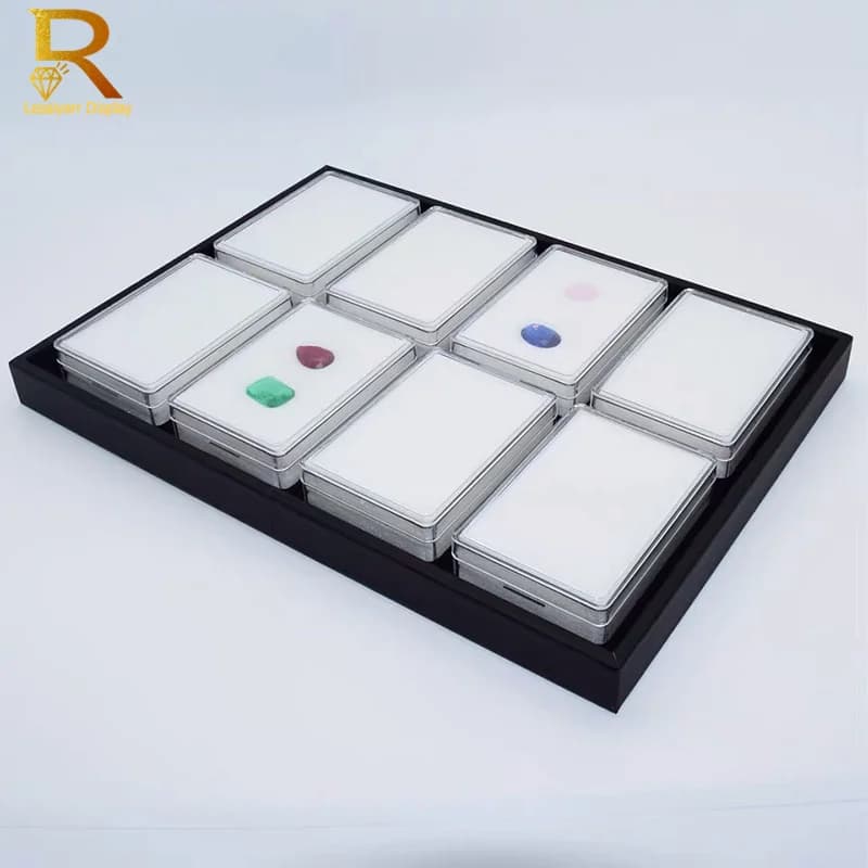 Transparent Large Jewelry Gemstone Display Case With Gem Jar Tray Insert Loose Diamond Storage Box Earring Pendant Packaging Box