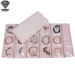 Foldable Black Velvet Zipper Jewelry Roll Bag for Jewellery Ring Earrings Organizer Storage Bag Portable Necklace Display Cases