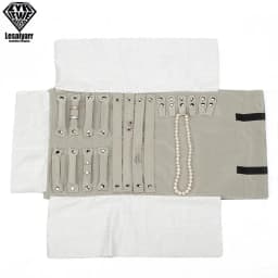 Foldable Black Velvet Zipper Jewelry Roll Bag for Jewellery Ring Earrings Organizer Storage Bag Portable Necklace Display Cases
