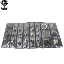 Foldable Black Velvet Zipper Jewelry Roll Bag for Jewellery Ring Earrings Organizer Storage Bag Portable Necklace Display Cases