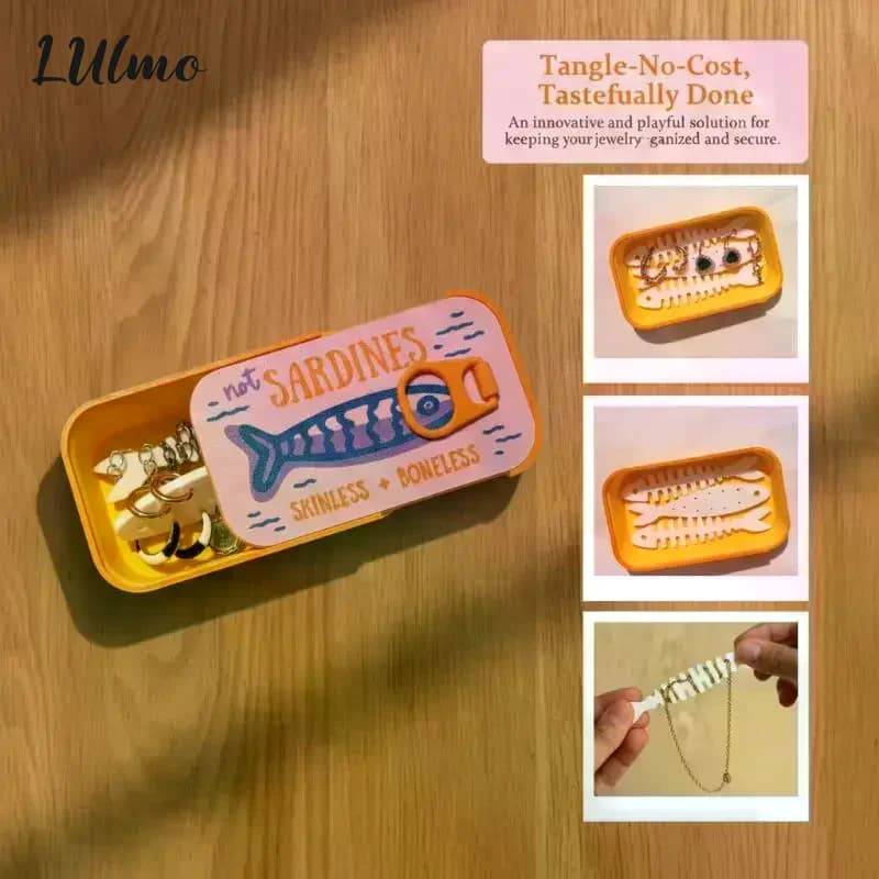 Sardine Tin Jewelry Box 3D Printed Necklace Earring Storage Box Easy Open Lids For Crafts & Packaging Storage