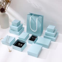 12pcs 9x9x3cm Light Blue Luxury Kraft Gift Box Ardboard Paper Bracelet Necklace Jewellry Boxes Packaging Rings Gift Wholesale
