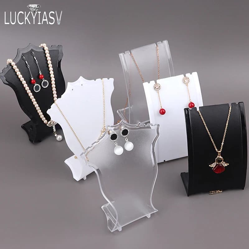 Acrylic Mini Necklace Display Mannequin Pendant Model Jewelry Holder Necklace Showing Stand Rack Earring Showcase
