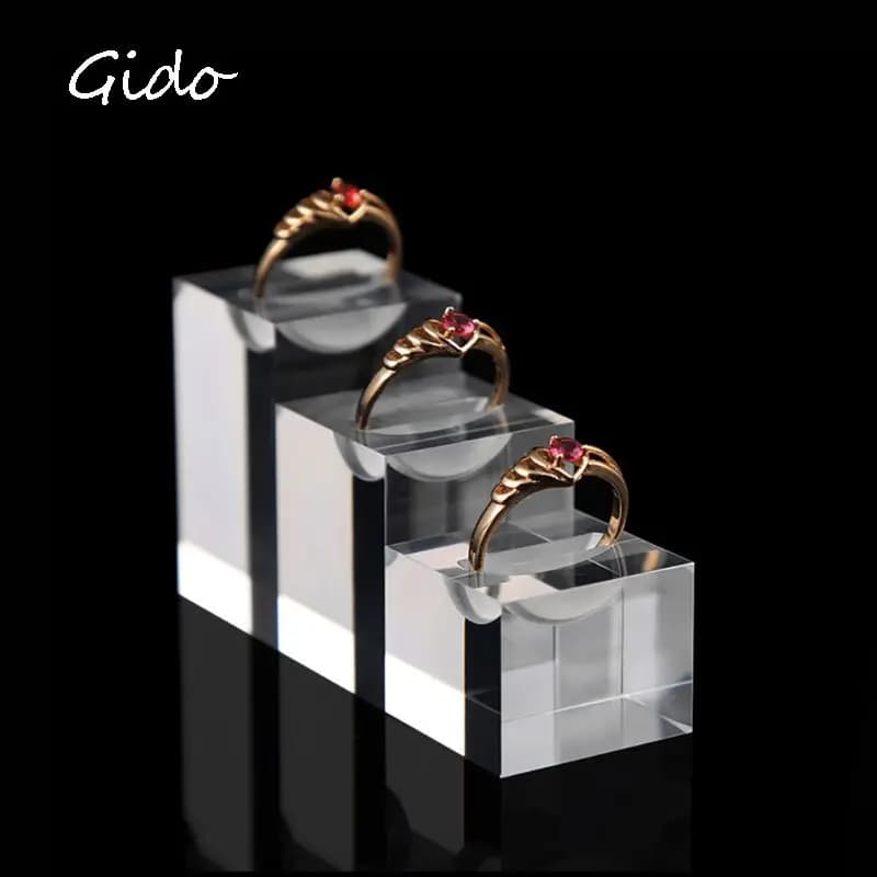 3PCS/Set Acrylic Clear Square Jewelry Holder Photography Props Cosmetics Rings Display Stand Pad Holder Show Rack