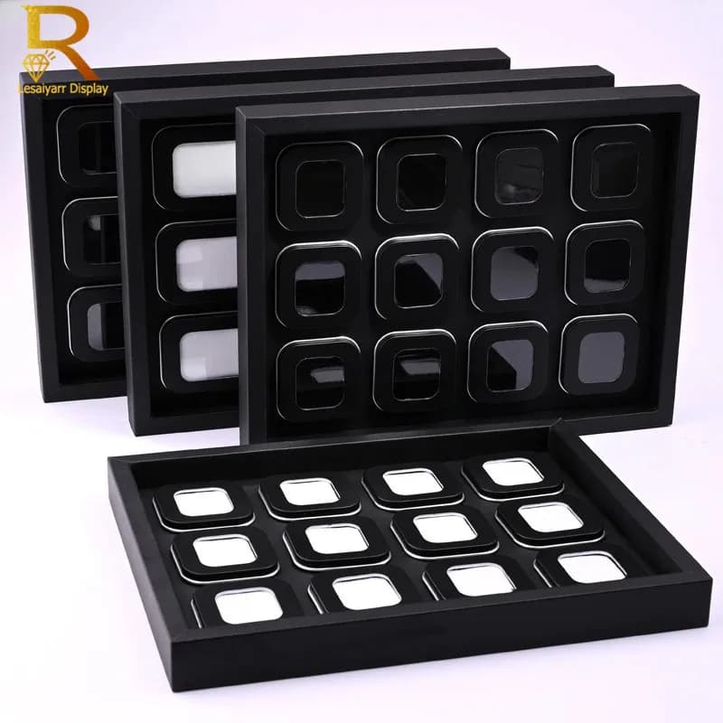 New Arrival Display Box For Gemstone Of Leather Diamond Jewelry Box Square Clear Plastic Box Loose Diamond Stone Gem