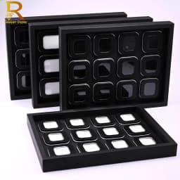 New Arrival Display Box For Gemstone Of Leather Diamond Jewelry Box Square Clear Plastic Box Loose Diamond Stone Gem